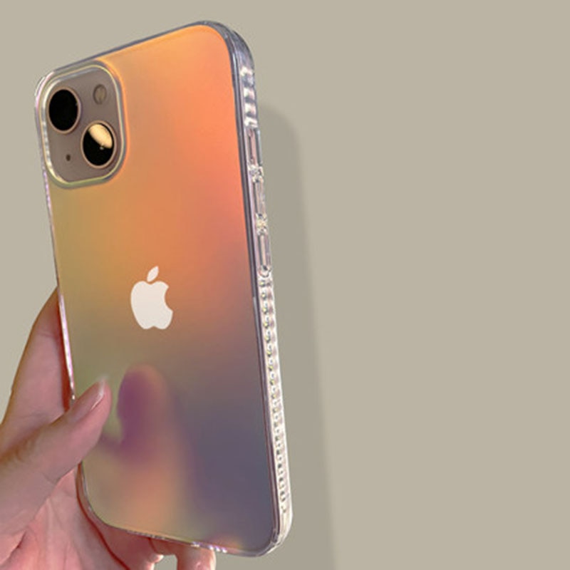 Premium Anti Shock Rainbow Laser Gradient Back Case For iPhone 14 Plus