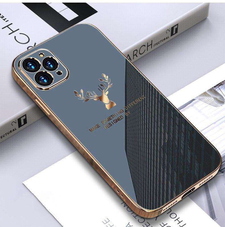 Deer Luxurious Gold Edge Glass Back Case For iPhone 12 Pro - planetcartonline