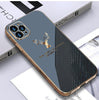 Deer Luxurious Gold Edge Glass Back Case For iPhone 12 Pro Max
