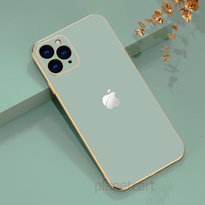 Luxurious Glass Back Case With Golden Edges For iPhone 11 Pro