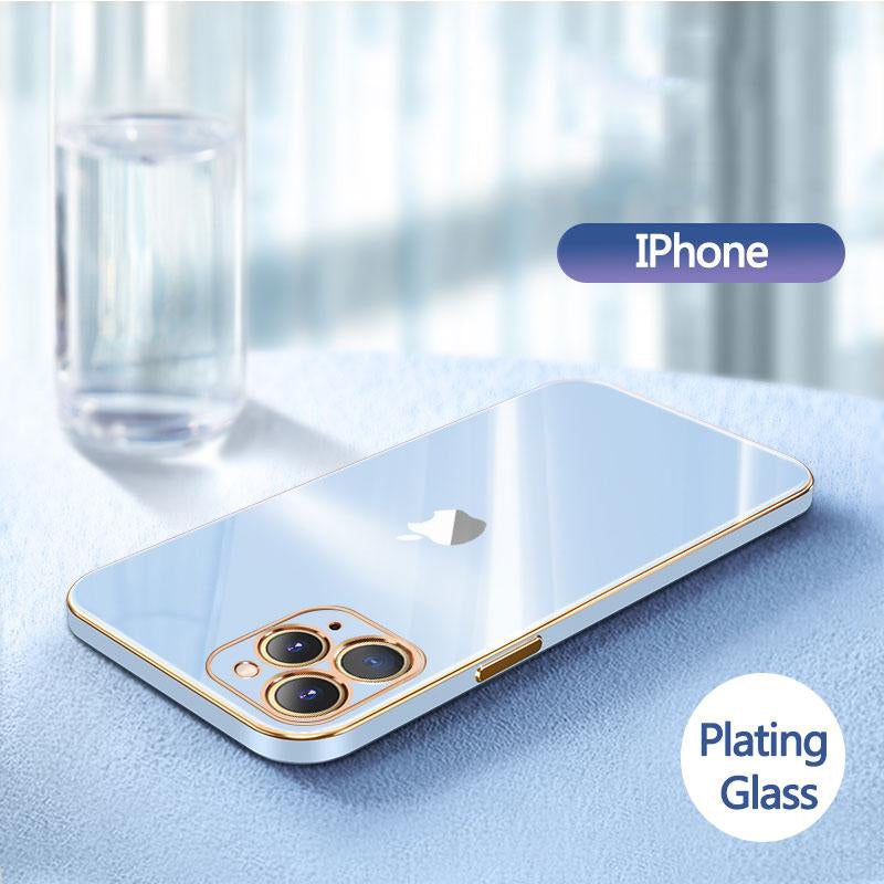 The Luxurious Glass Back Case With Golden Edges For iPhone 12 Pro Max