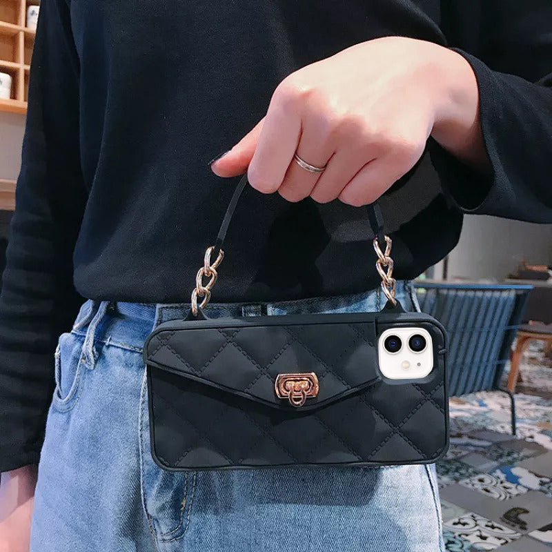 Premium Silicone Crossbody Girlish Handbag Wallet Case for Apple iPhone 12
