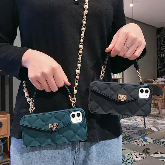 Premium Silicone Crossbody Girlish Handbag Wallet Case for Apple iPhone 12