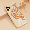 Luxurious Tiger Glass Back Case With Golden Edges For iPhone 12 Pro Max