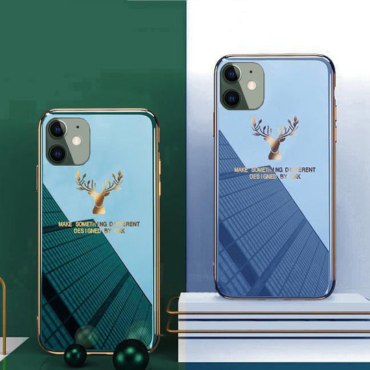 Gradient Deer Glass Back Case For iPhone 12 - planetcartonline