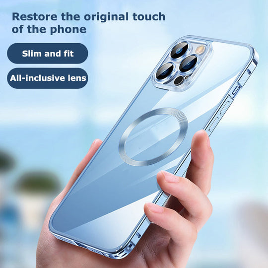 Premium Clear MagSafe Armor Metal Lens Bumper Back Case for iPhone 12 Pro