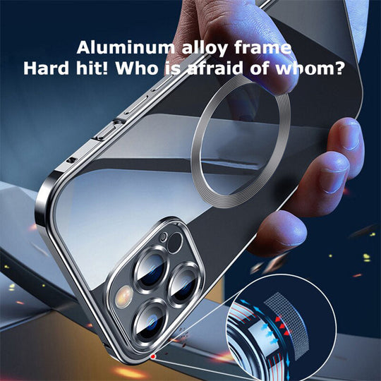 Premium Clear MagSafe Armor Metal Lens Bumper Back Case for iPhone 12
