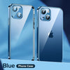 Luxury Square Silicon Clear Back Case With Camera Protection For iPhone Series