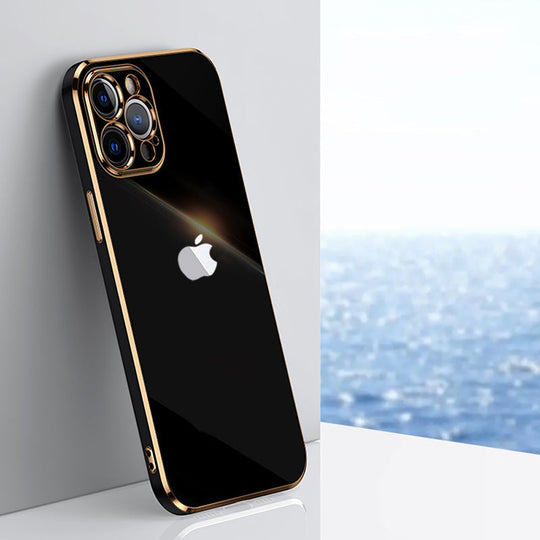 Electroplated Golden Edges Glossy Glass Back Case For iPhone 11 pro - Premium Cases