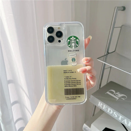 High Tensile Silicon Clear Starbucks Floating Coffee Cup Case For iPhone 13