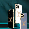 Luxury Golden Edges Deer Glass Back Case For iPhone 13 Pro Max