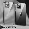 Luxury Square Silicon Clear Back Case With Camera Protection For iPhone Series