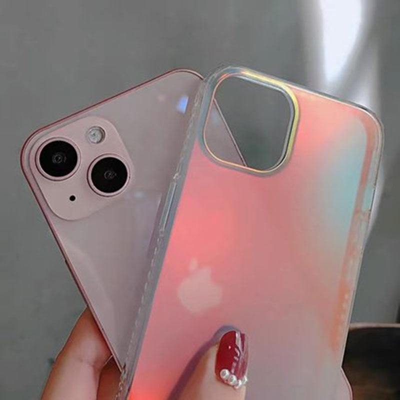 Premium Anti Shock Rainbow Laser Gradient Back Case For iPhone 14 Plus