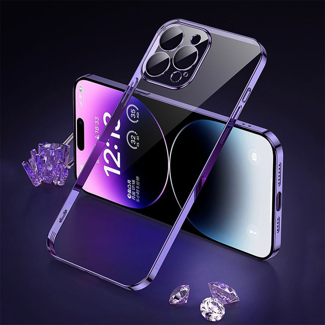 The Luxury Square Silicon Clear Case With Camera Protection For iPhone