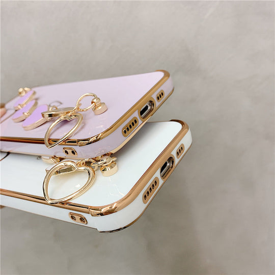 Luxurious Electroplated Soft Silicone Heart Bracelet Back Case For iPhone 11