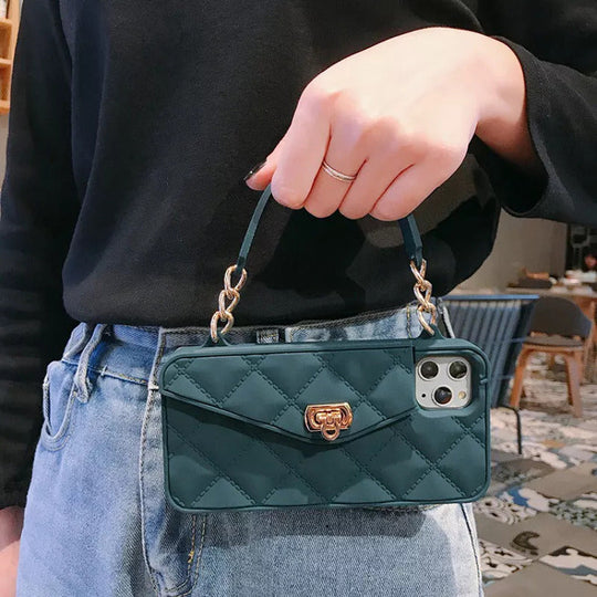 Premium Silicone Crossbody Girlish Handbag Wallet Case for Apple iPhone 13 Pro Max