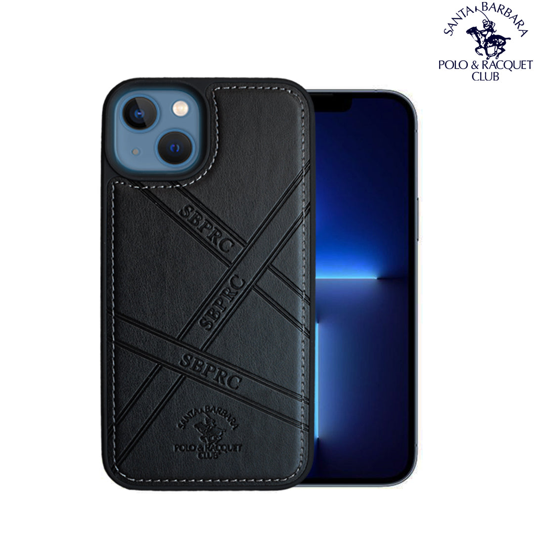 Santa Barbara Special Impression Series Genuine Black Leather Case For iPhone 13