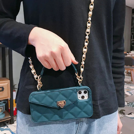 Premium Silicone Crossbody Girlish Handbag Wallet Case for Apple iPhone 13 Pro