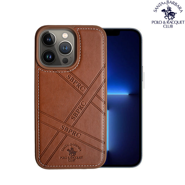 Santa Barbara Special Impression Series Genuine Brown Leather Case For iPhone 13 Pro