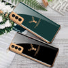 Luxury Golden Edges Deer Pattern Glass Back Case For Samsung Galaxy S21