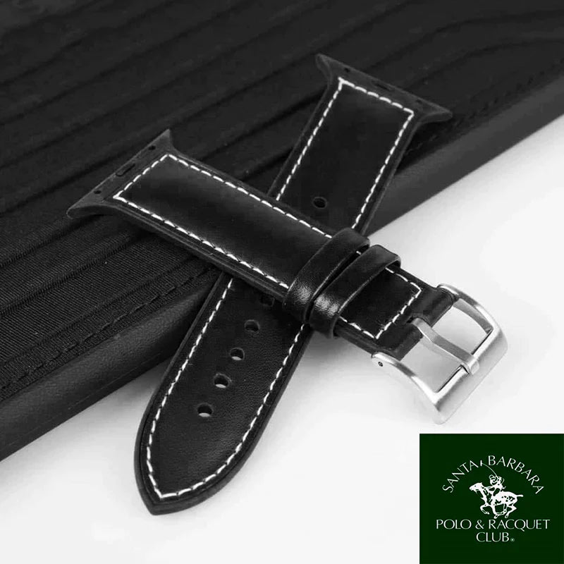 iWatch Relica-1 Series Genuine Santa Barbara Leather Strap - Black