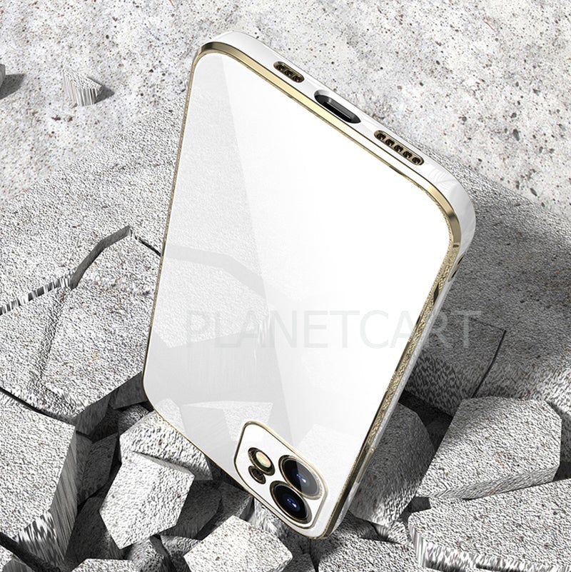Luxurious Glass Back Case With Golden Edges For iPhone 13 Pro Max - Premium Cases