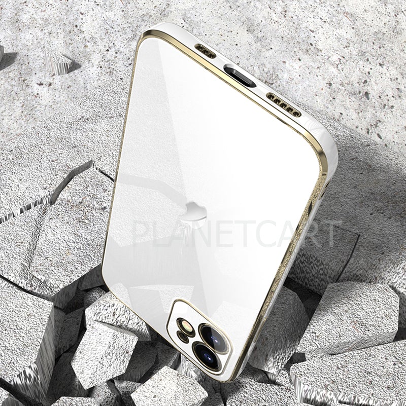 Luxurious Glass Back Case With Golden Edges For iPhone 11