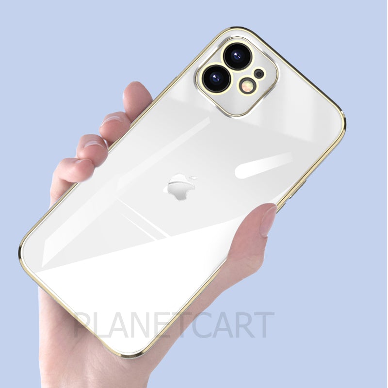Luxurious Glass Back Case With Golden Edges For iPhone 11