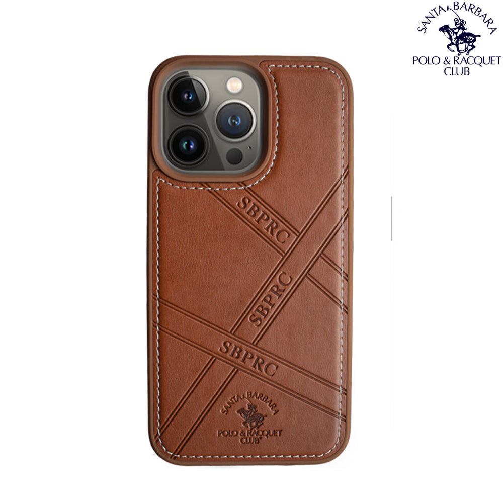 Santa Barbara Special Impression Series Genuine Brown Leather Case For iPhone 13 Pro Max