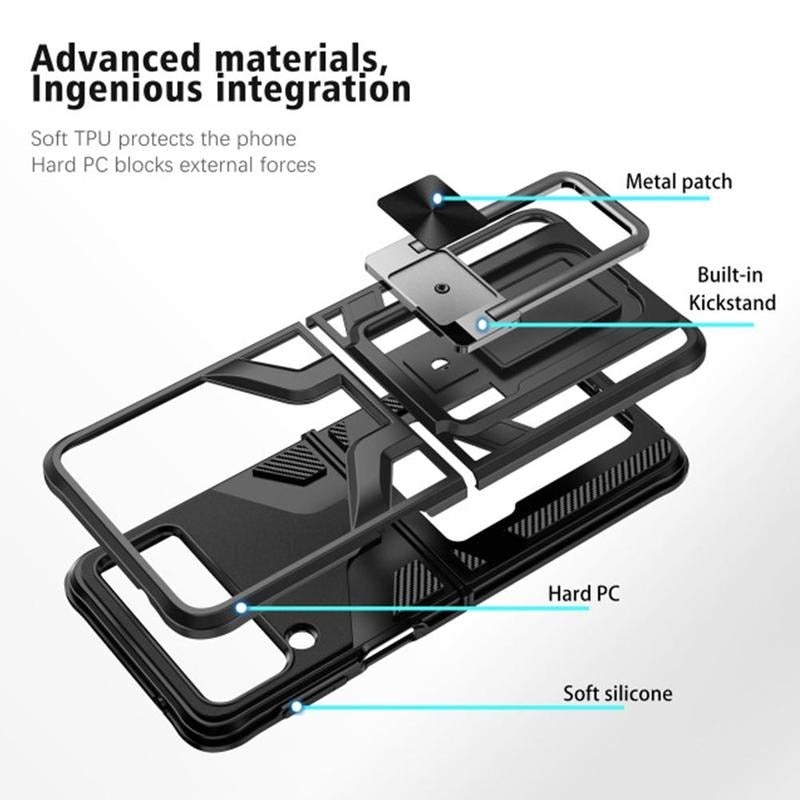 Premium Luxury Armor Shockproof Bracket Back Case for Samsung Galaxy Z Flip 3