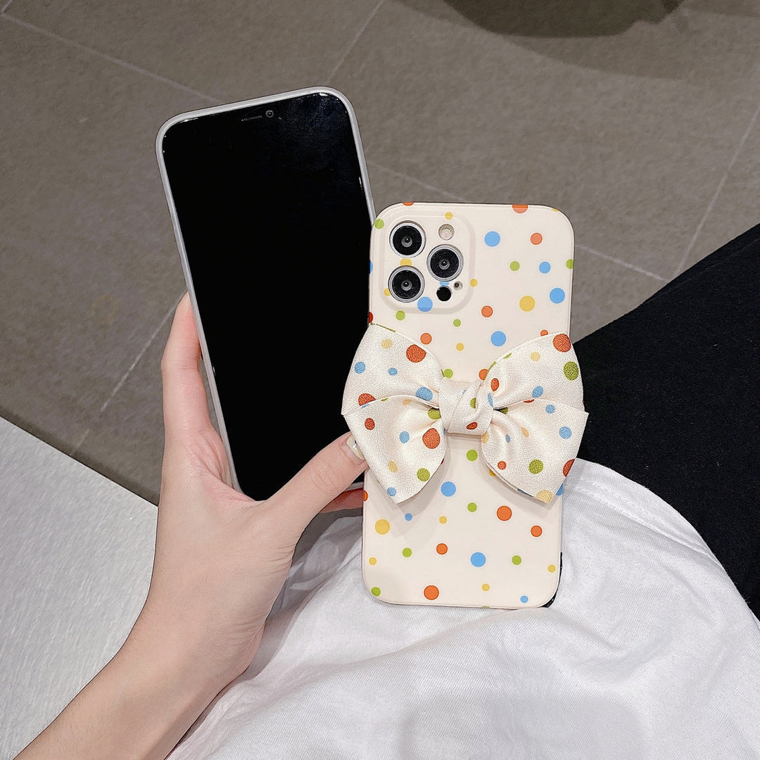 Premium Colorful Polka Dots Bow Back Case for Apple iPhone 13 Pro Max