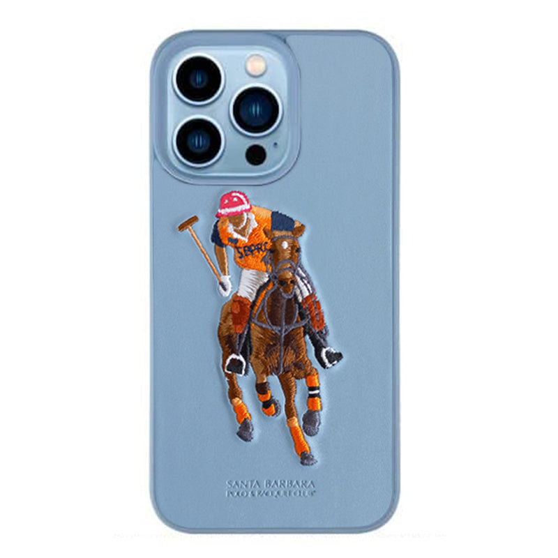 Santa Barbara Special Polo Jockey Series Genuine Leather Sierra Blue Case For iPhone 13 Pro Max