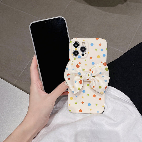 Premium Colorful Polka Dots Bow Back Case for Apple iPhone 13 Pro