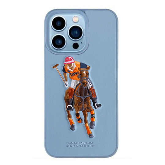 Santa Barbara Special Polo Jockey Series Genuine Leather Sierra Blue Case For iPhone 13 Pro