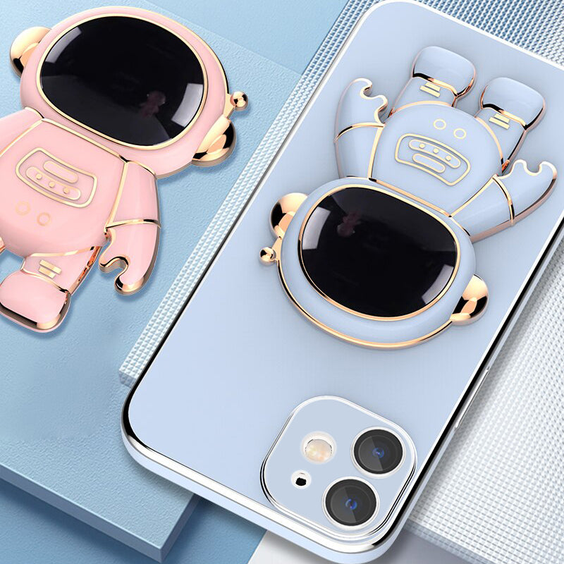 Astronaut Luxurious Gold Edge Back Case For iPhone 12