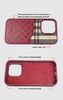 Santa Barbara Classic Plaid Series Genuine Leather Red Case For iPhone 14 Plus