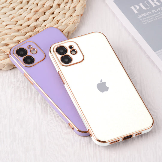 Luxurious Gold Edge Glass Back Case For iPhone 12
