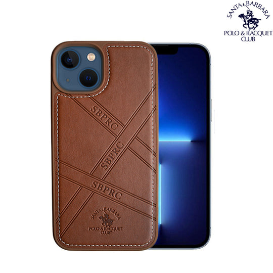Santa Barbara Special Impression Series Genuine Brown Leather Case For iPhone 13
