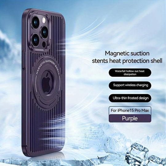 Frosted Magnetic Integrated Heat Dissipation Case For iPhone 15 Plus