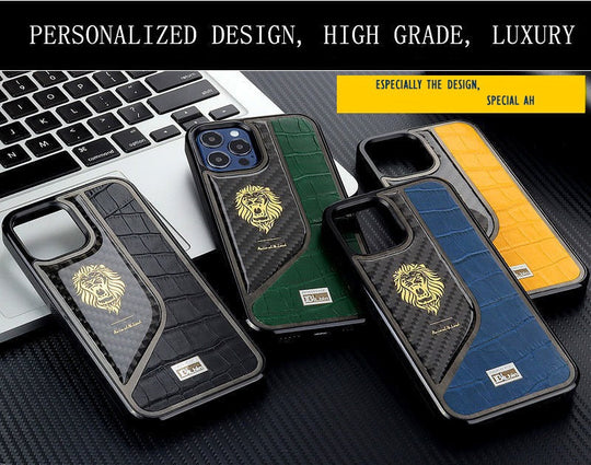 Belbin Genuine Leather Carbon Fiber Case For iPhone 13 Pro