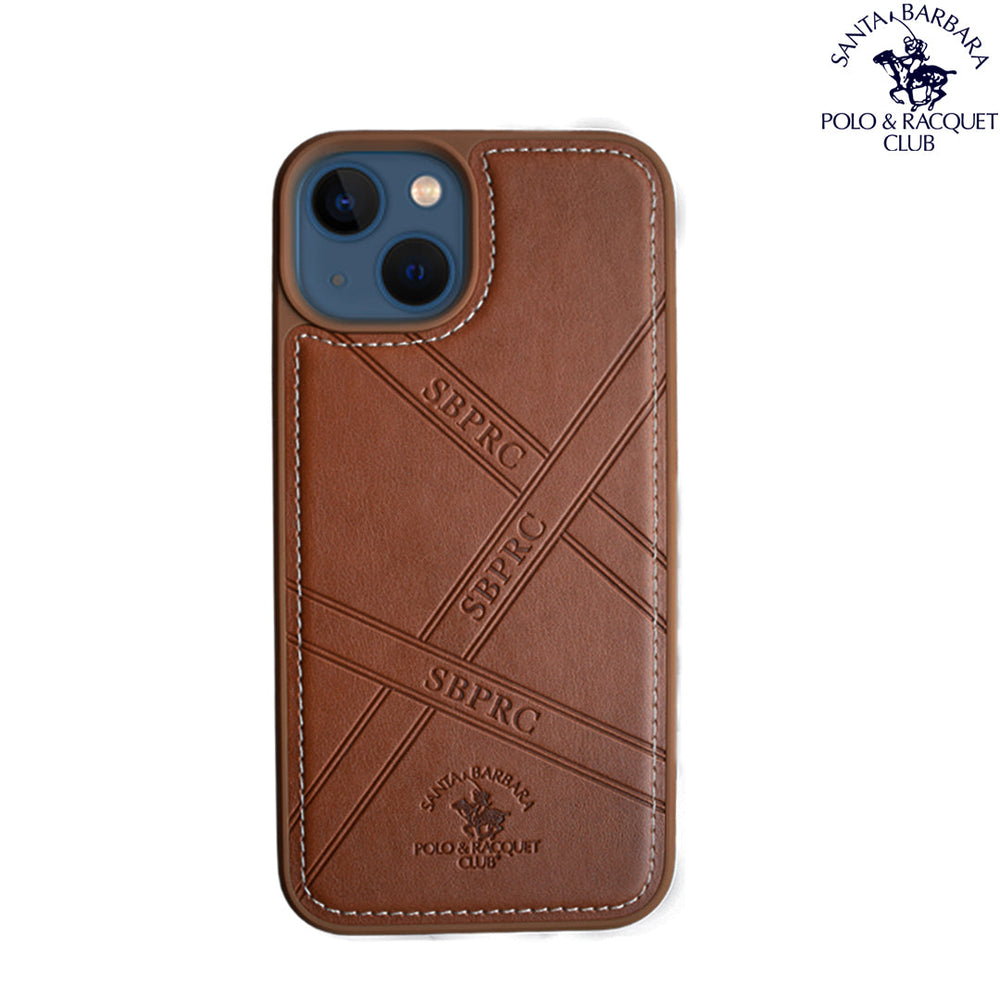 Santa Barbara Special Impression Series Genuine Brown Leather Case For iPhone 13