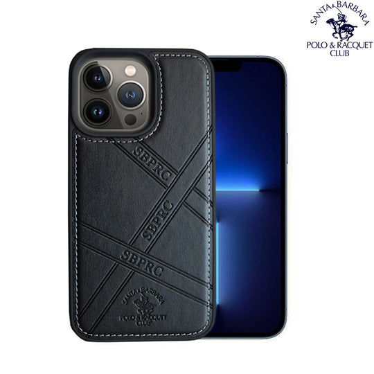 Santa Barbara Special Impression Series Genuine Black Leather Case For iPhone 13 Pro