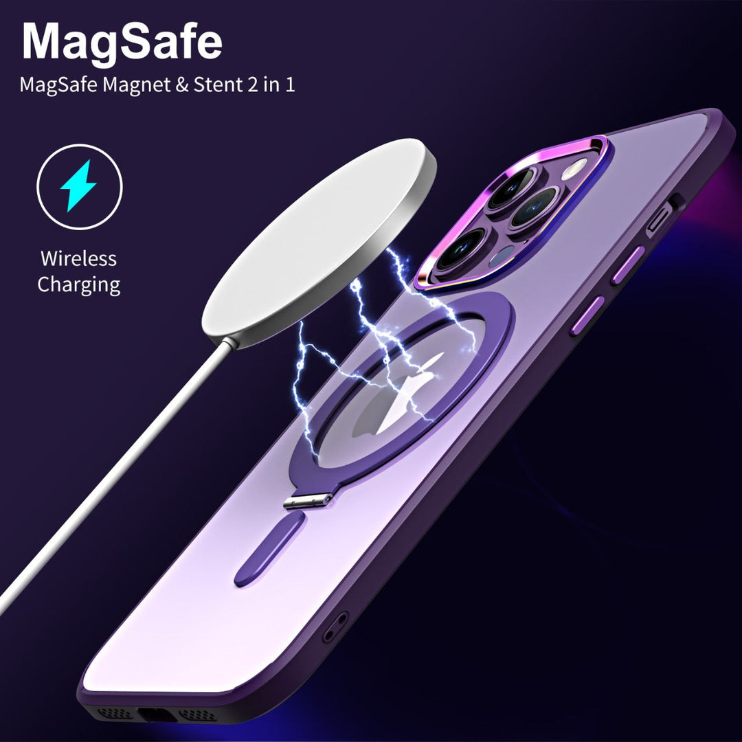 Magsafe Stand Transparent Gradient Back Case Cover for iPhone 15