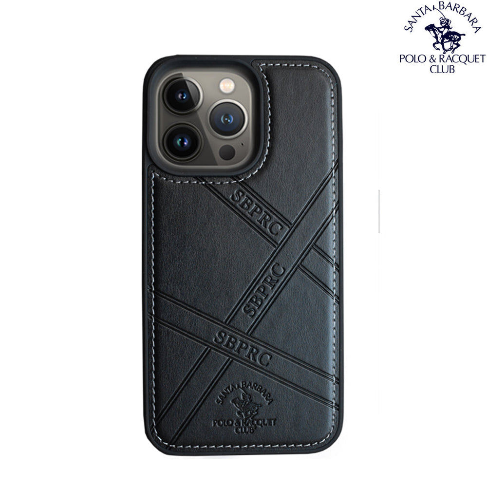Santa Barbara Special Impression Series Genuine Black Leather Case For iPhone 13 Pro Max