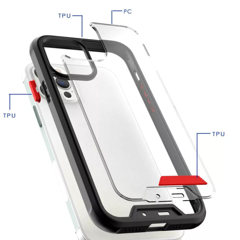 Anti-knock Shockproof Transparent Heavy Duty Bumper TPU + PC Back Case Cover for iPhone 13 Pro Max - Premium Cases