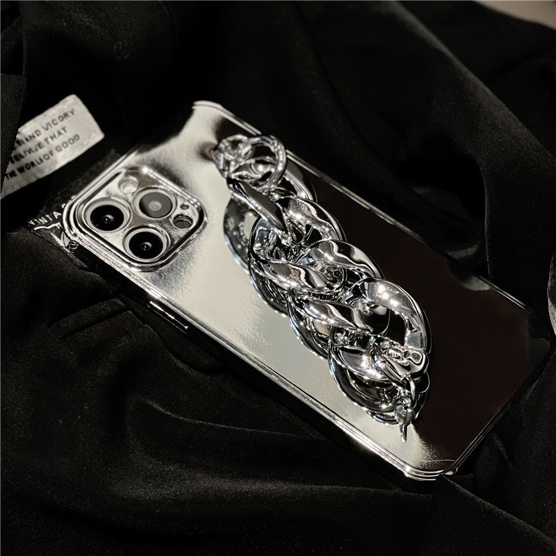 Luxury Electroplated Silicone Wrist Chain Back Case For iPhone 13
