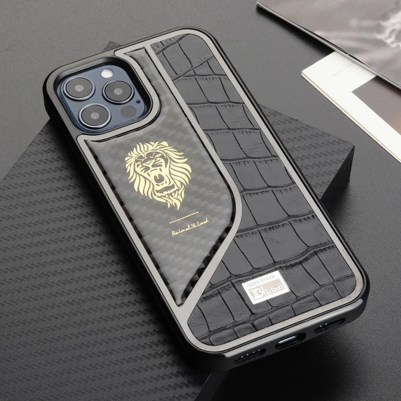 Belbin Genuine Leather Carbon Fiber Case For iPhone 13