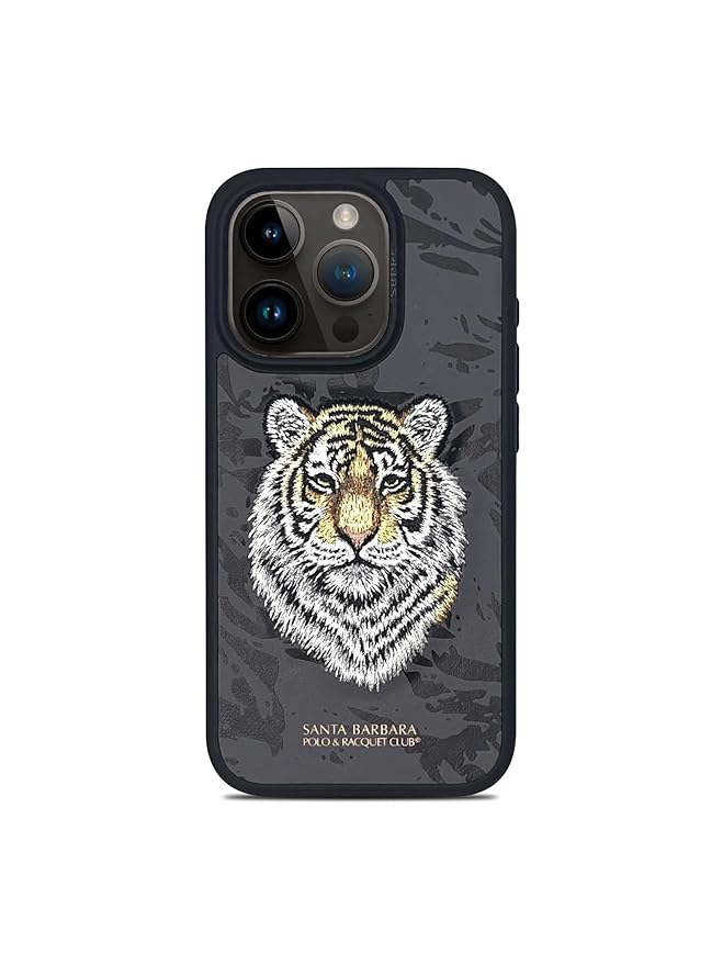 Santa Barbara Classic Savanna Series Tiger Genuine Leather Case For iPhone 15 Pro Max