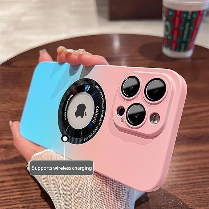 Luxury Gradient Design Camera Lens Protector Case With Magsafe for iPhone 15 Pro Max