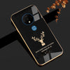 Deer Luxurious Gold Edge Glass Back Case For Oneplus 7T